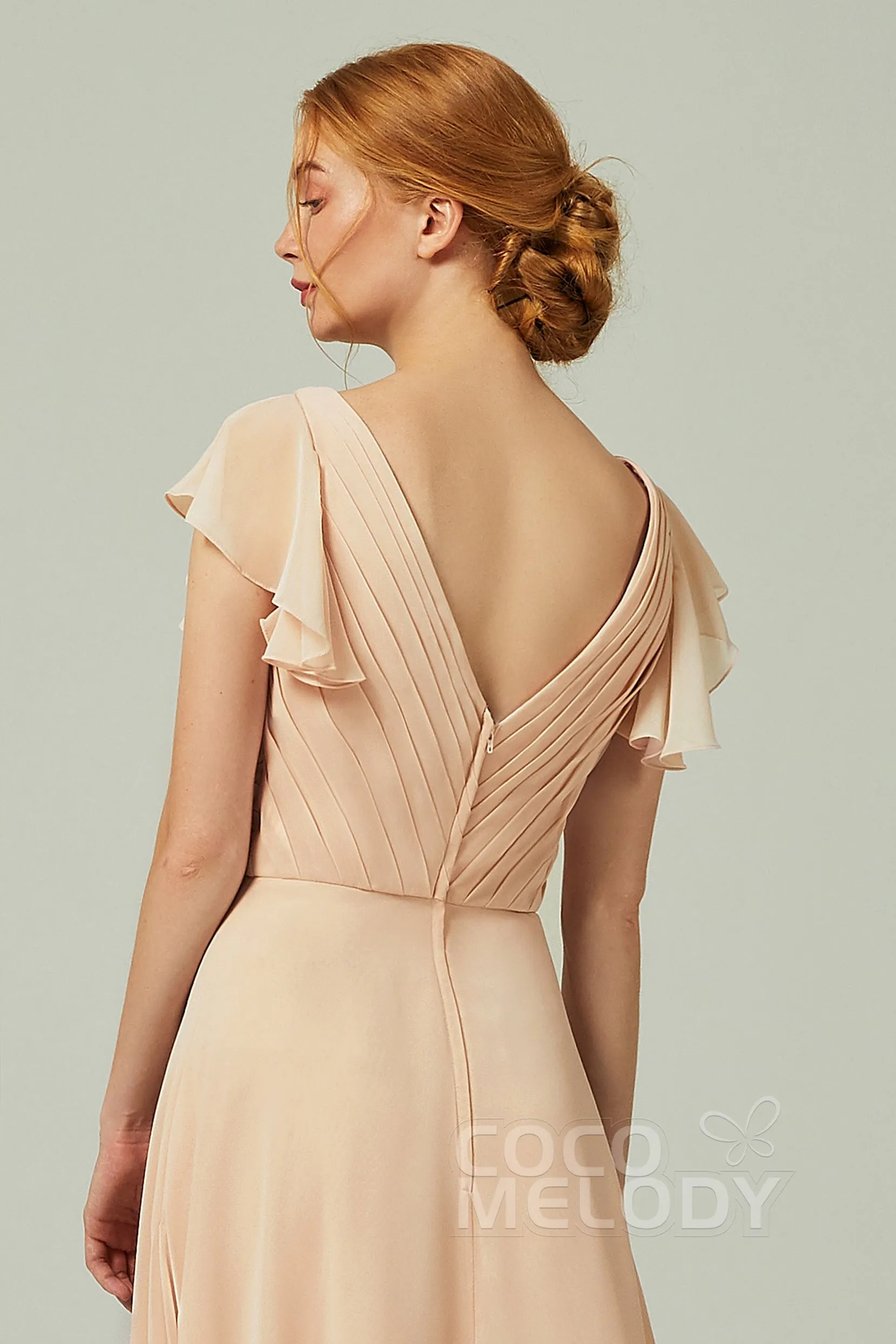 A-Line Floor Length Chiffon Bridesmaid Dress CB0302 sold by Cocomelody product image thumbnail 5