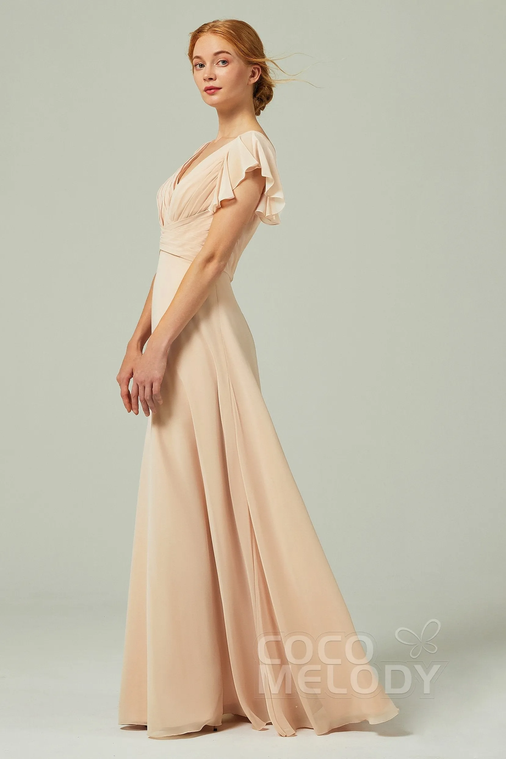 A-Line Floor Length Chiffon Bridesmaid Dress CB0302 sold by Cocomelody product image thumbnail 3