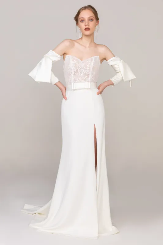 Trumpet Sweep Train Lace Elastic Cloth Wedding Dress CW2469 sold by Cocomelody