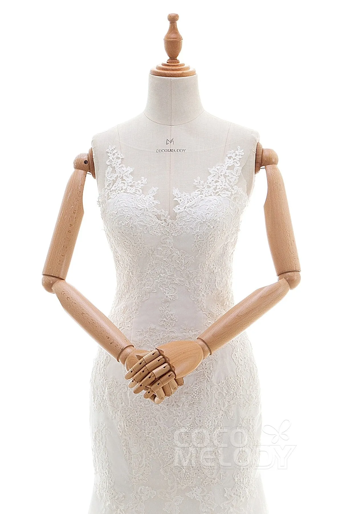 Trumpet-Mermaid Court Train Tulle Lace Wedding Dress LD4342 sold by Cocomelody product image thumbnail 3