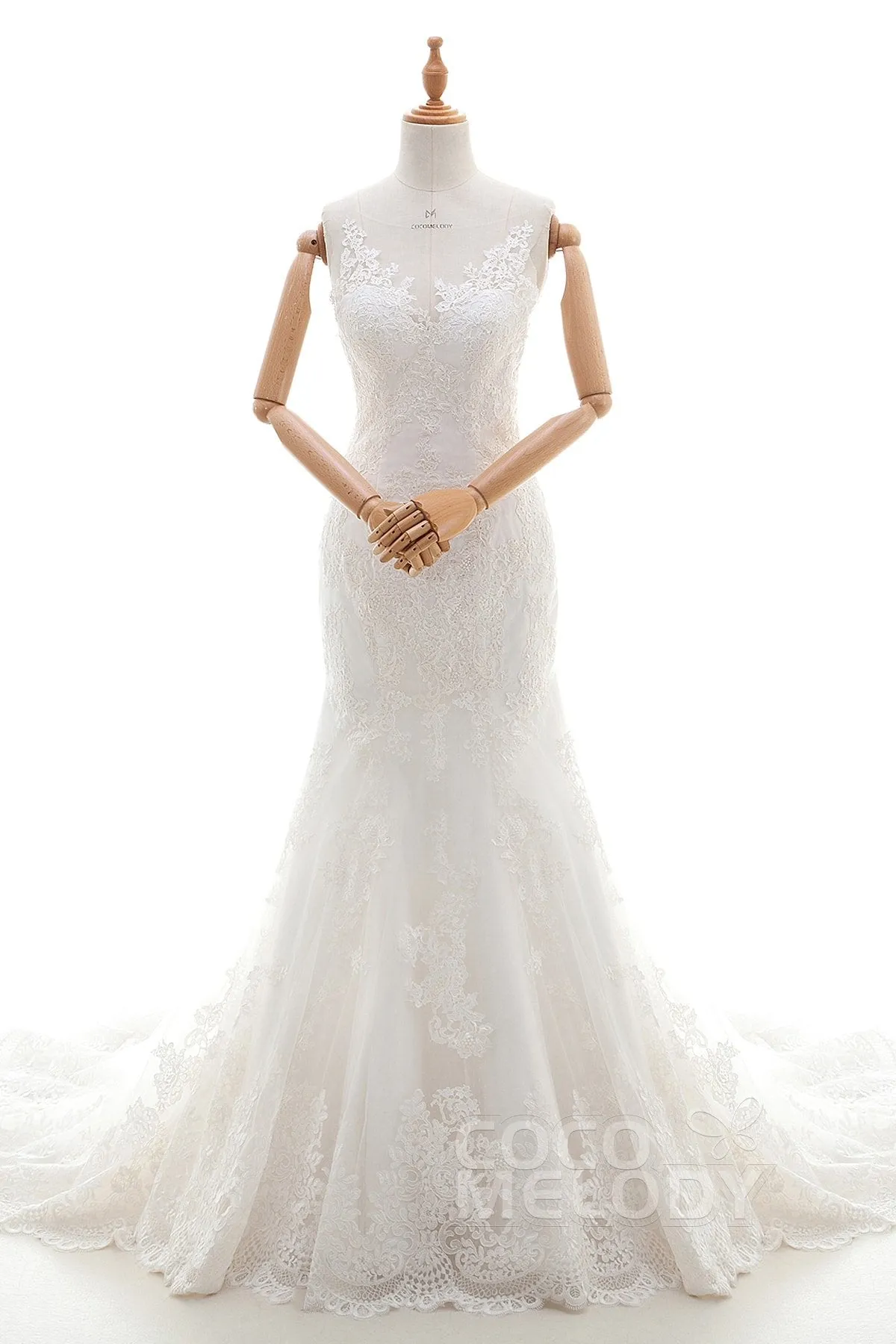 Trumpet-Mermaid Court Train Tulle Lace Wedding Dress LD4342 sold by Cocomelody