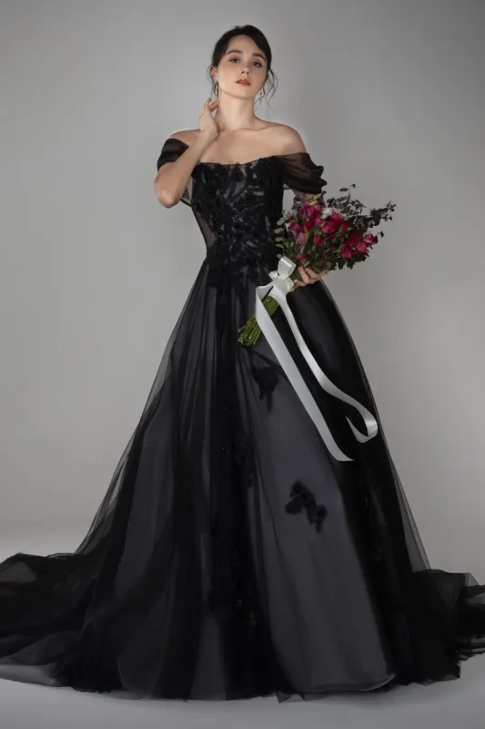A-Line Court Train Tulle Wedding Dress CW2502 sold by Cocomelody