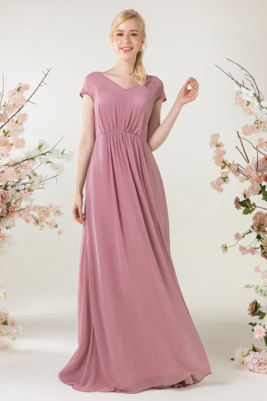 A-Line Sweep-Brush Train Chiffon Bridesmaid Dress CB0474 sold by Cocomelody