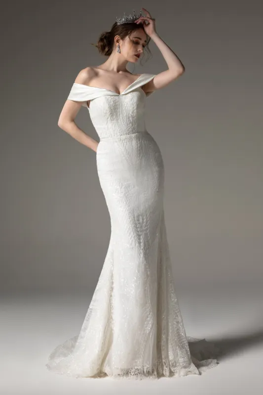 Trumpet-Mermaid Court Train Sequins Wedding Dress CW2527 sold by Cocomelody