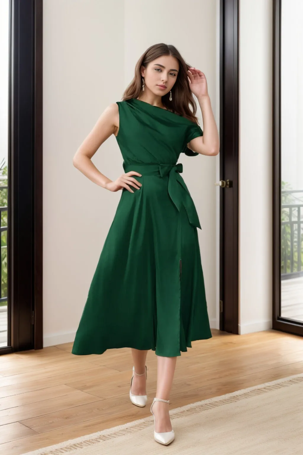 Sheath-Column Tea Length Silk-Like Graduation Dresses CS0540 sold by Cocomelody