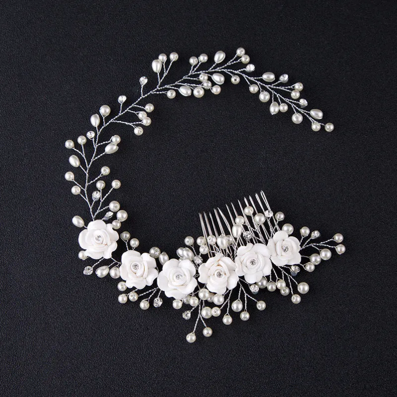 Bridal headwear Handmade flower comb Princess hair comb Wedding headwear hair accessories 573142301694 sold by Cocomelody