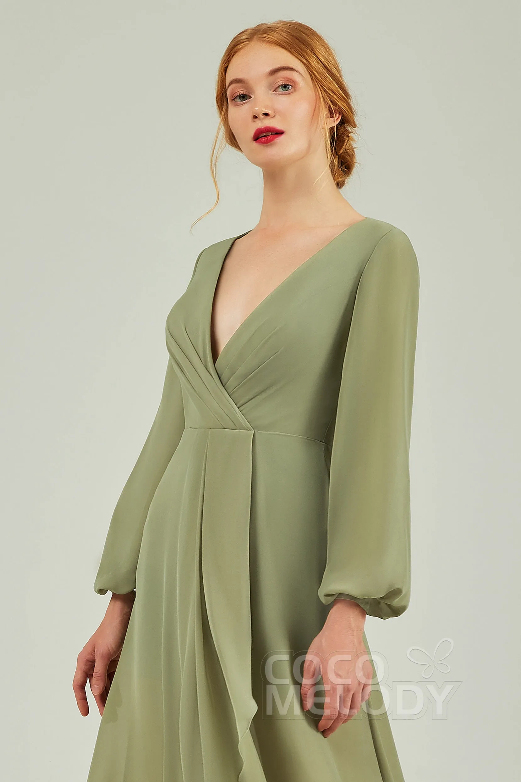 Asymmetrical Sweep-Brush Chiffon Bridesmaid Dress Formal Dresses CB0239 sold by Cocomelody product image thumbnail 4