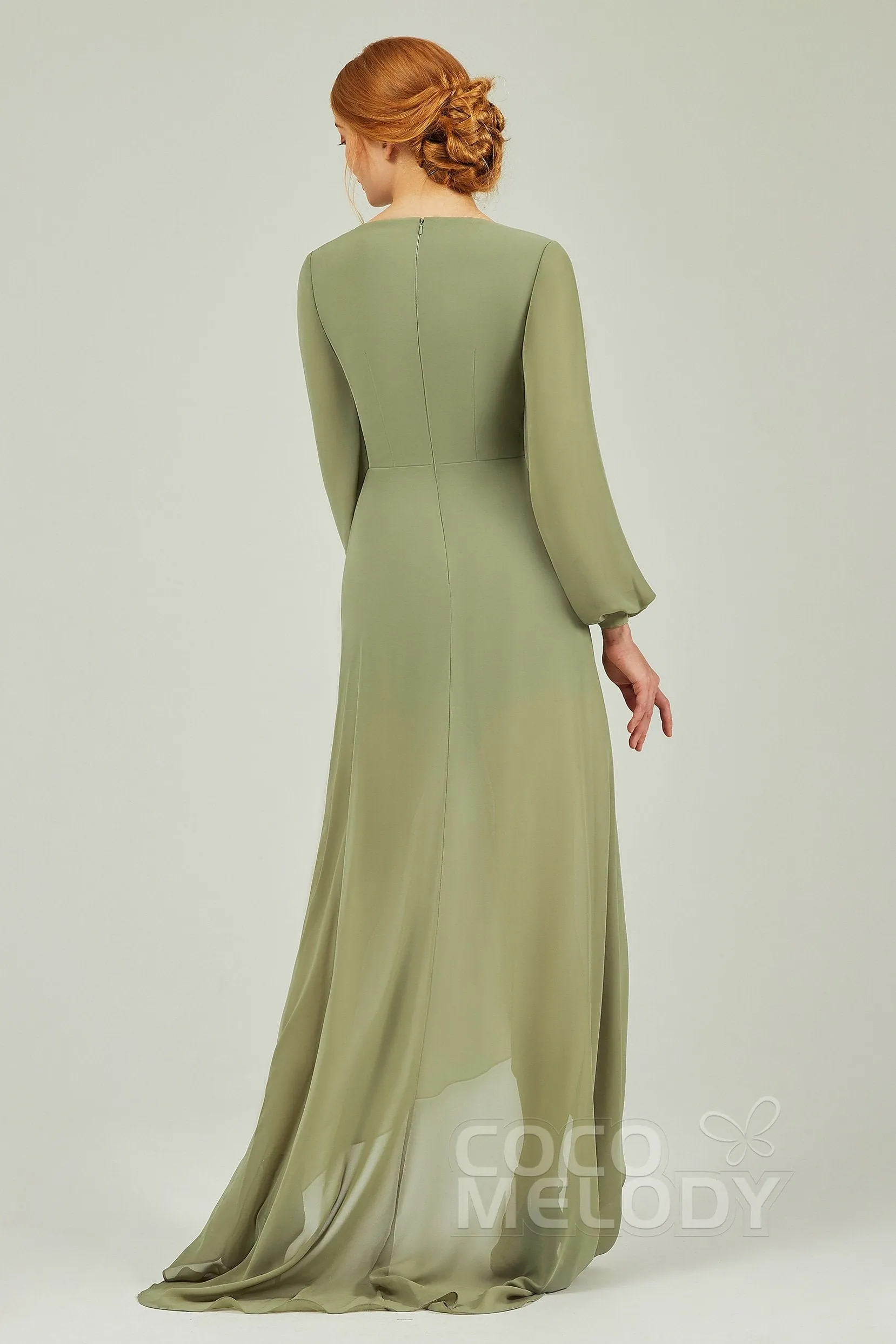 Asymmetrical Sweep-Brush Chiffon Bridesmaid Dress Formal Dresses CB0239 sold by Cocomelody product image thumbnail 2