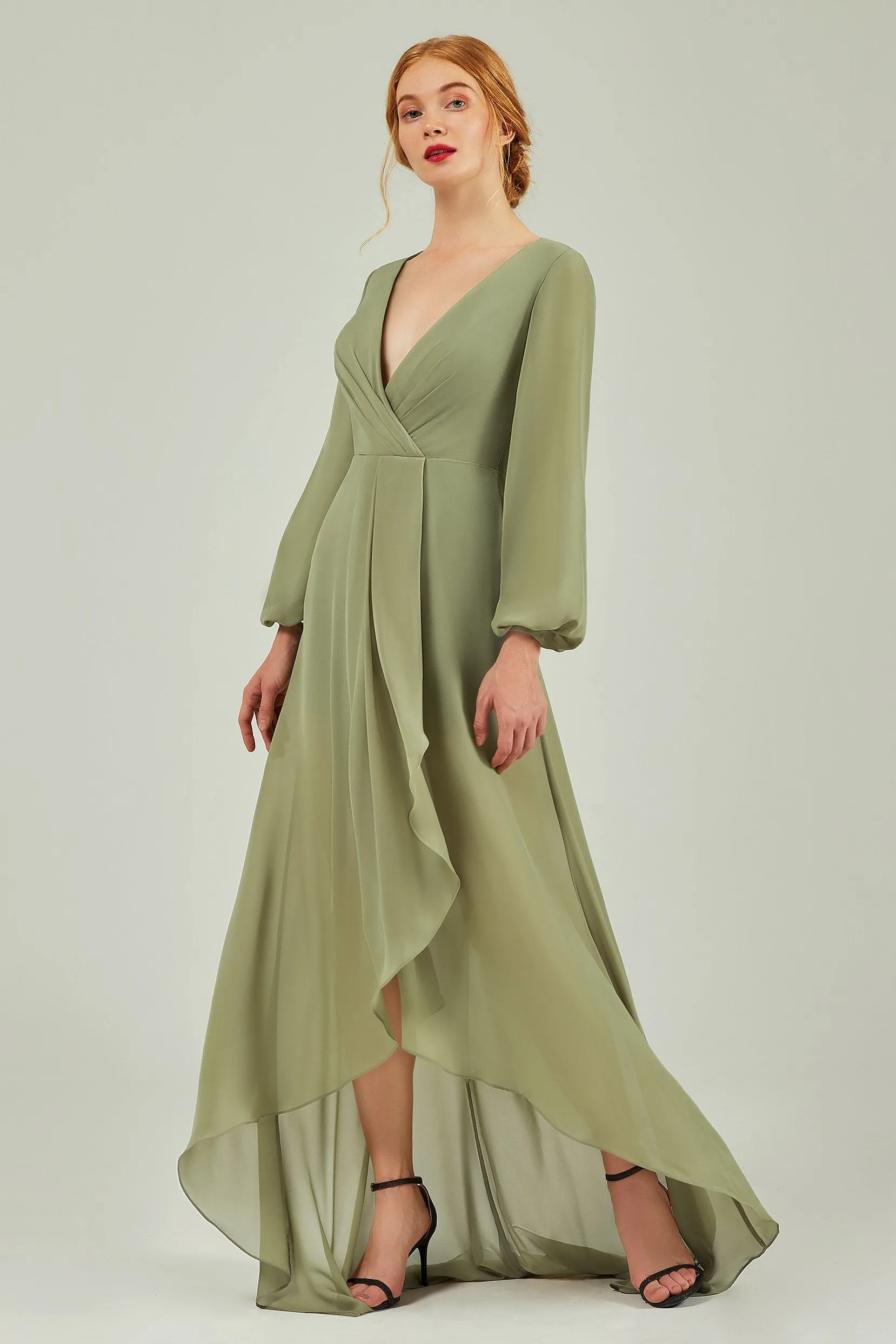 Asymmetrical Sweep-Brush Chiffon Bridesmaid Dress Formal Dresses CB0239 sold by Cocomelody
