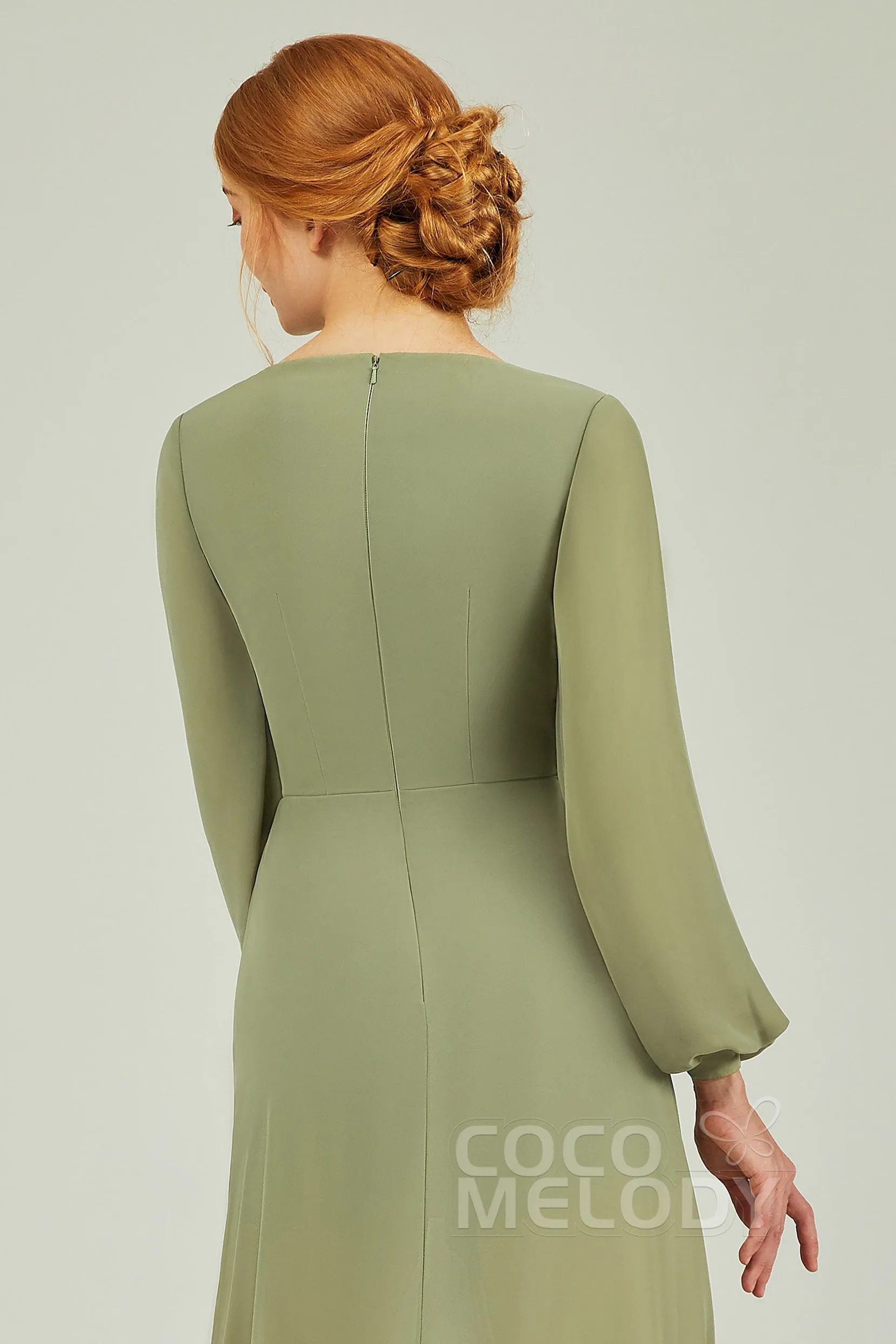 Asymmetrical Sweep-Brush Chiffon Bridesmaid Dress Formal Dresses CB0239 sold by Cocomelody product image thumbnail 5