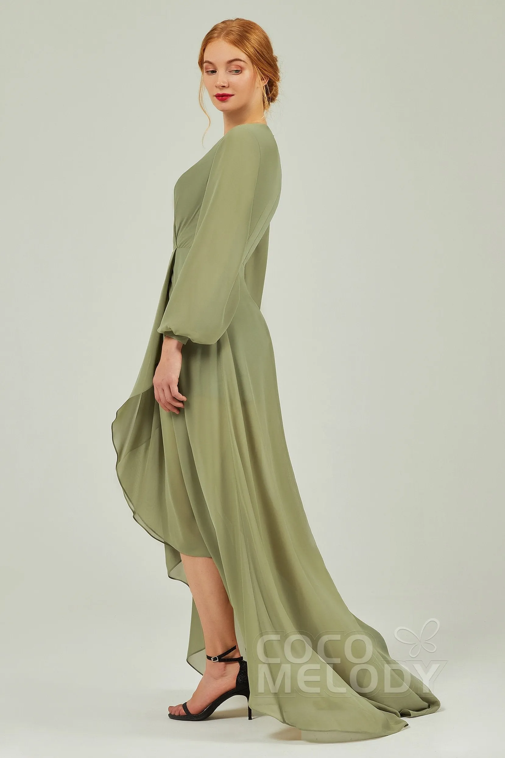 Asymmetrical Sweep-Brush Chiffon Bridesmaid Dress Formal Dresses CB0239 sold by Cocomelody product image thumbnail 3