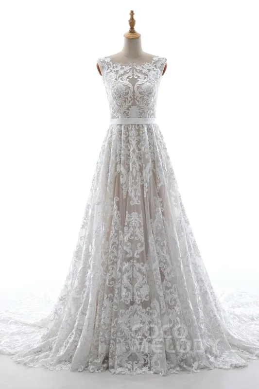 A-Line Court Train Tulle Lace Wedding Dress LD5484 sold by Cocomelody