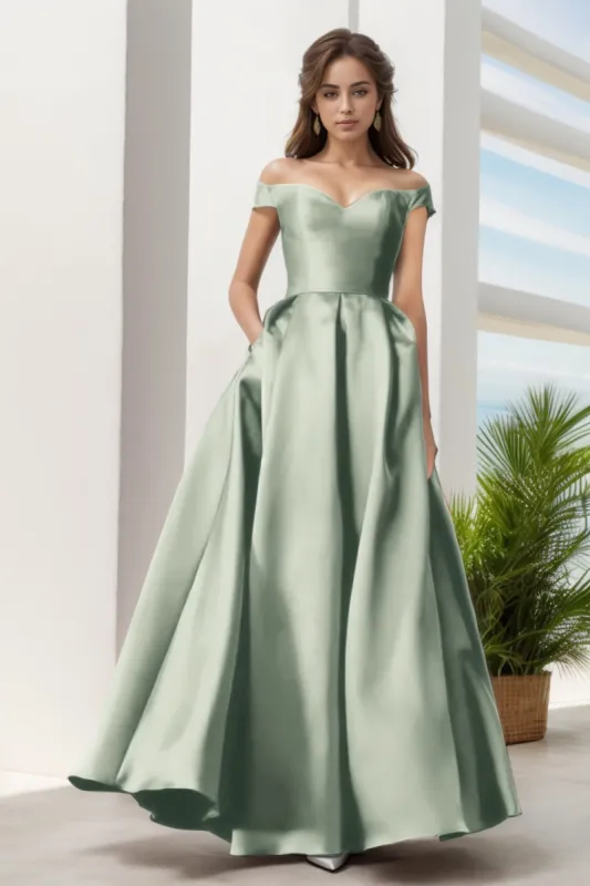 A-Line Floor Length Satin Prom Dress CS0408 sold by Cocomelody