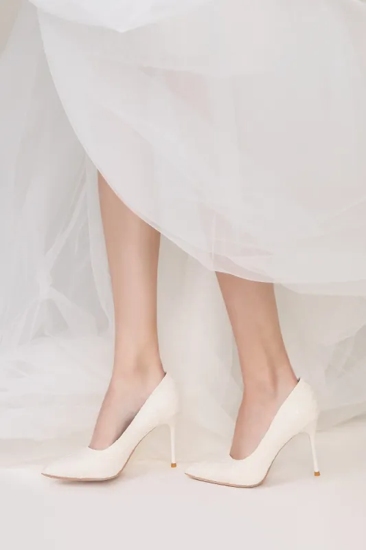 Stiletto Heel Lace Pointed Toe Bridal Shoes CK0102 sold by Cocomelody
