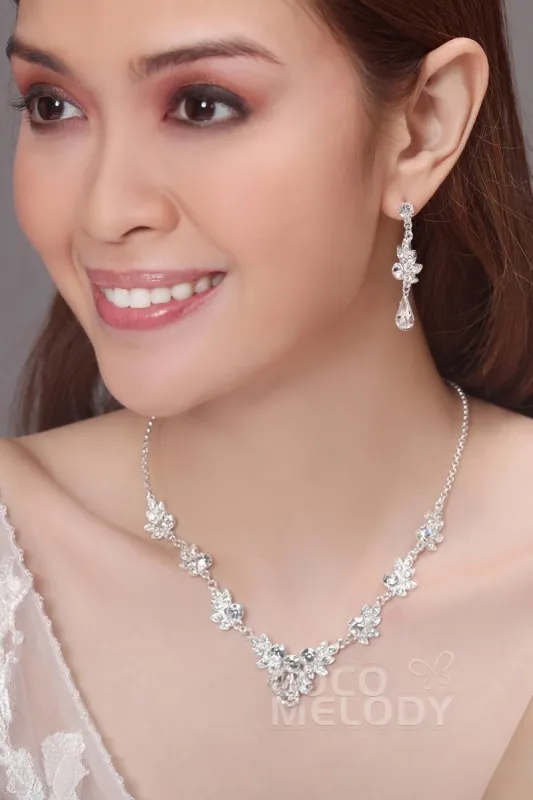 Zircon Wedding Necklace and Earrings Jewelry JS17010 sold by Cocomelody