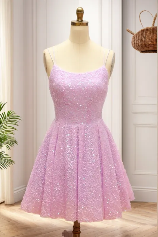 A-Line Short-Mini Sequined Homecoming Dresses CS0511 sold by Cocomelody