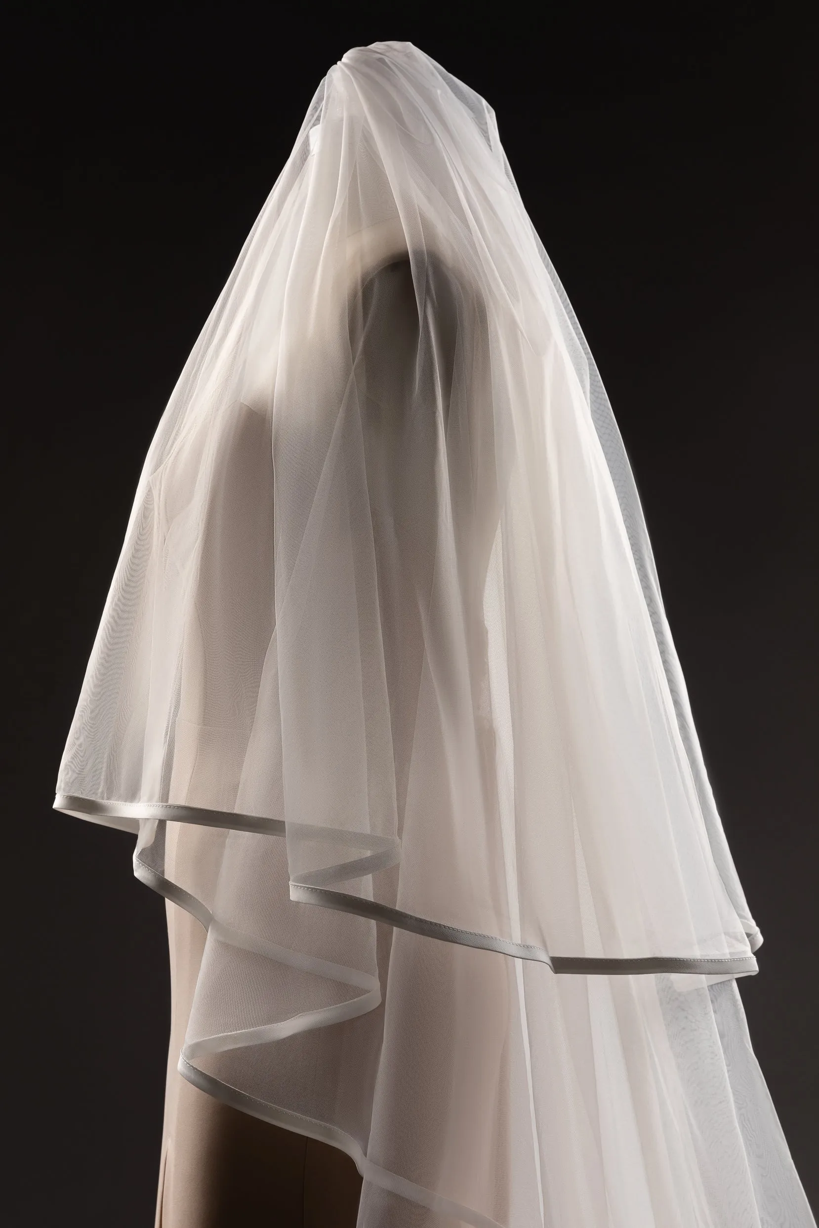 Two-tier Ribbon Edge Tulle Cathedral Veils CV0256 sold by Cocomelody