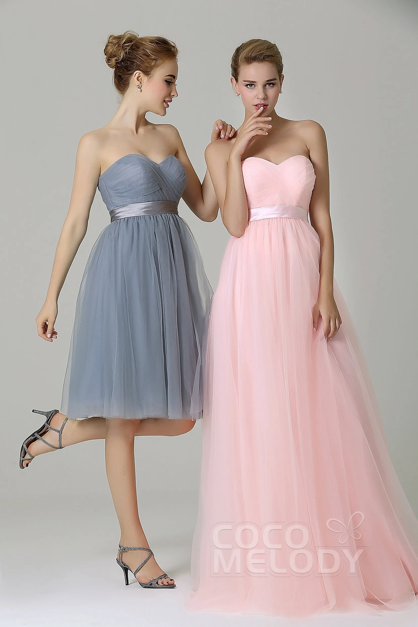 A-Line Knee Length Tulle Bridesmaid Dress COZM15016 sold by Cocomelody product image thumbnail 4