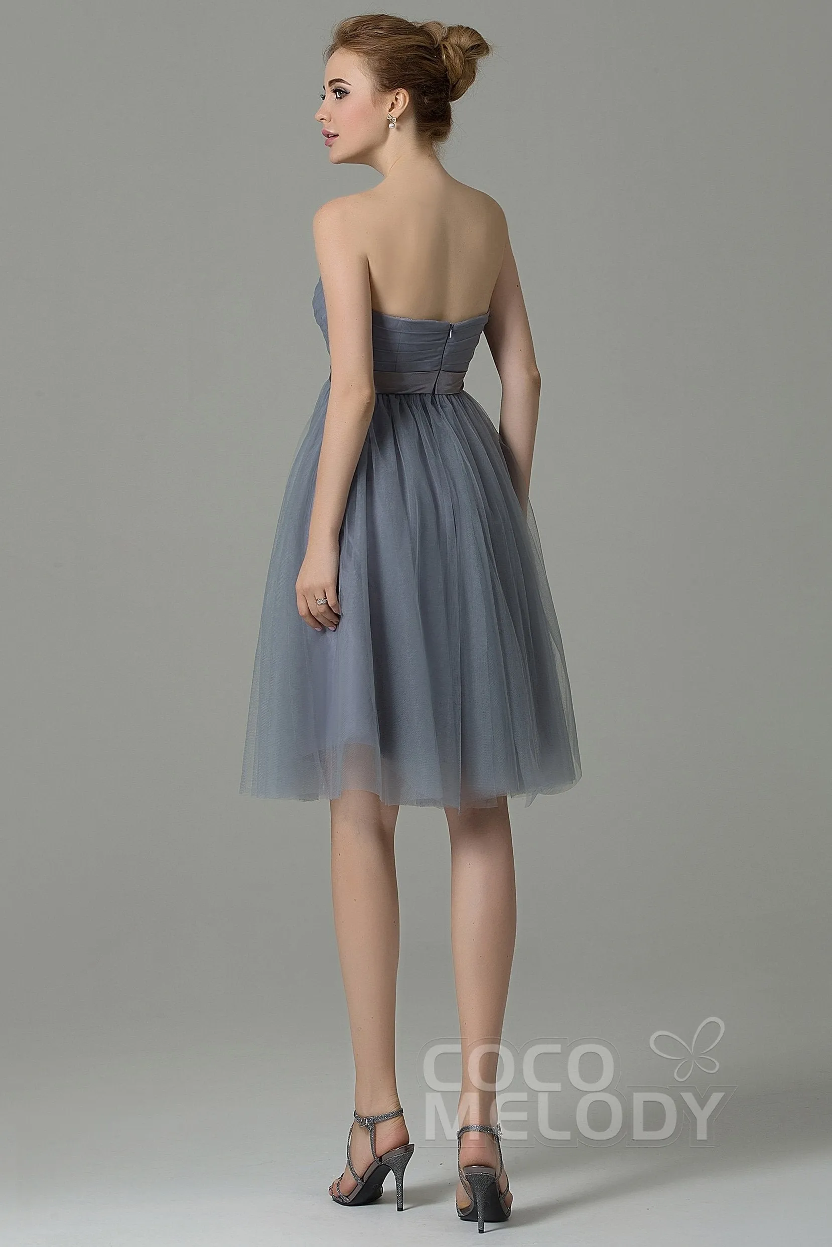 A-Line Knee Length Tulle Bridesmaid Dress COZM15016 sold by Cocomelody product image thumbnail 2
