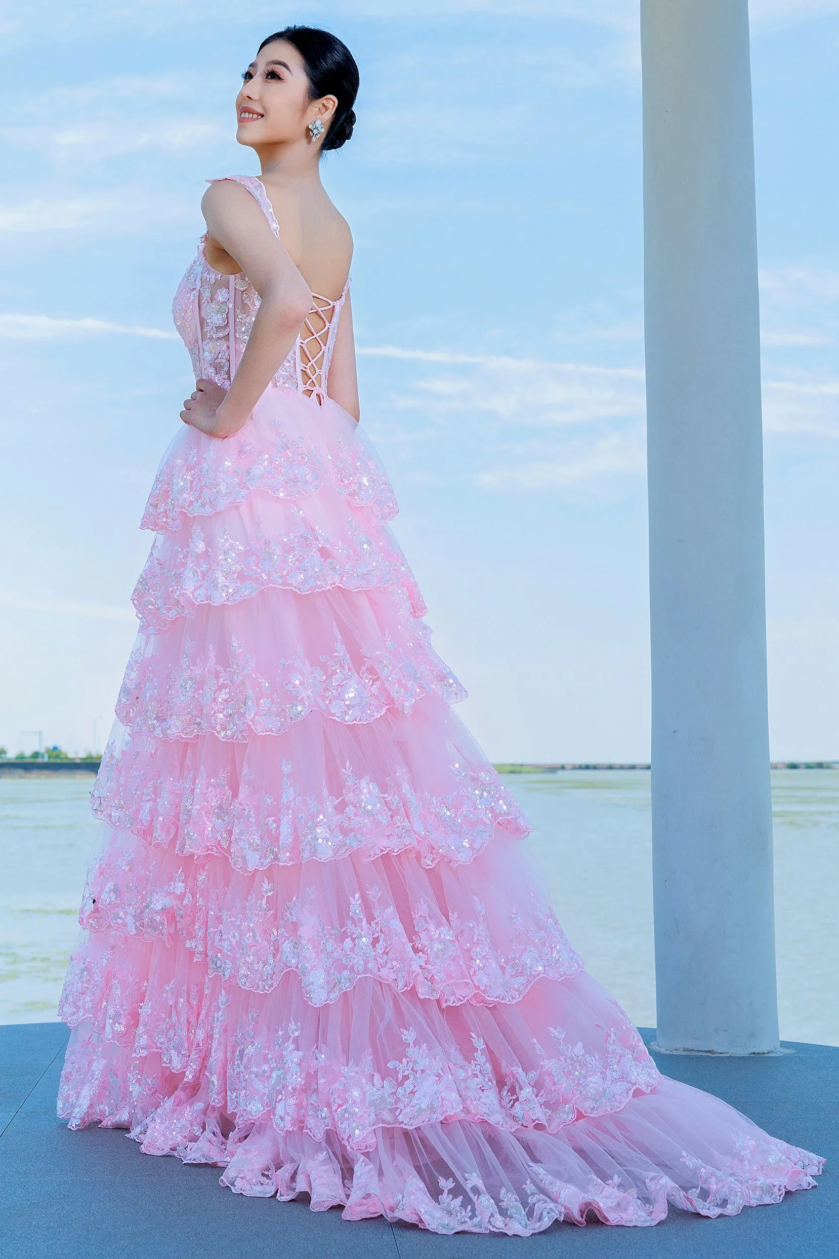 Ball Gown Sweep-Brush Train Tulle Prom Dress CS0481 sold by Cocomelody product image thumbnail 3