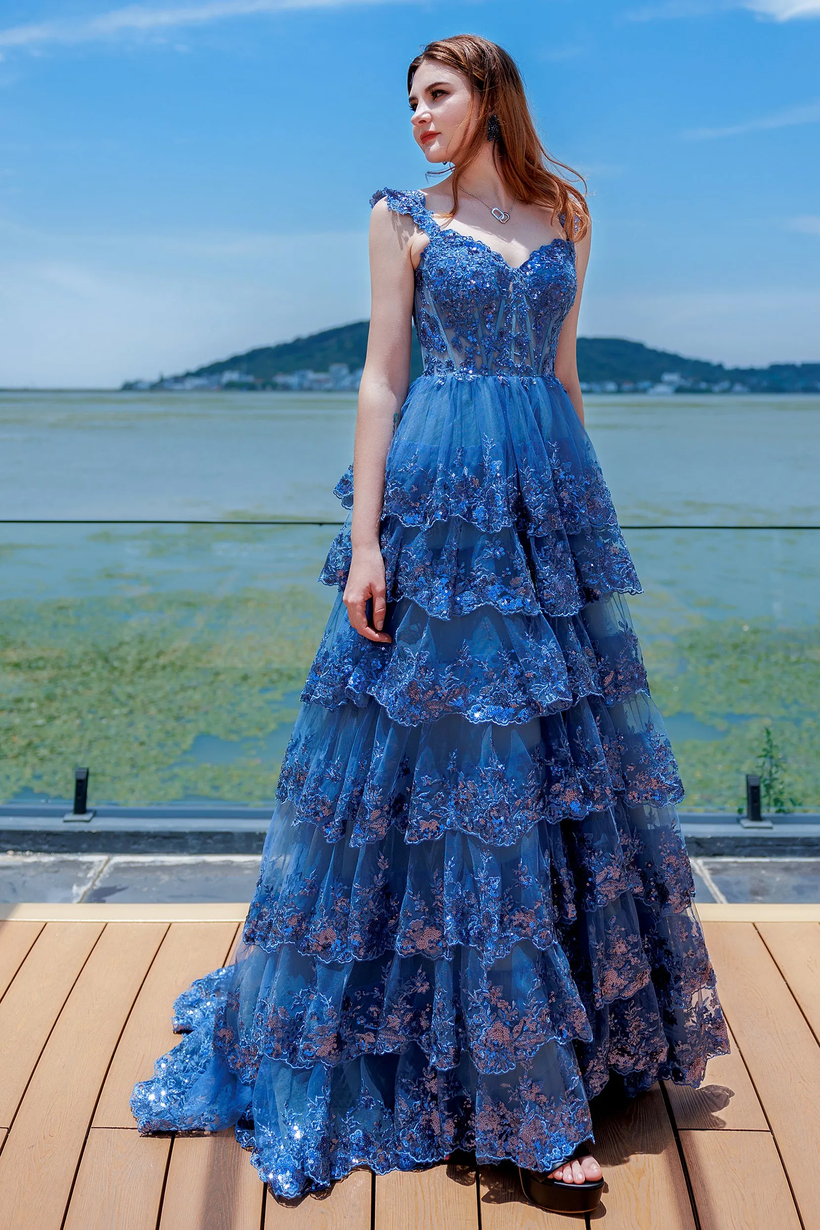 Ball Gown Sweep-Brush Train Tulle Prom Dress CS0481 sold by Cocomelody product image thumbnail 4