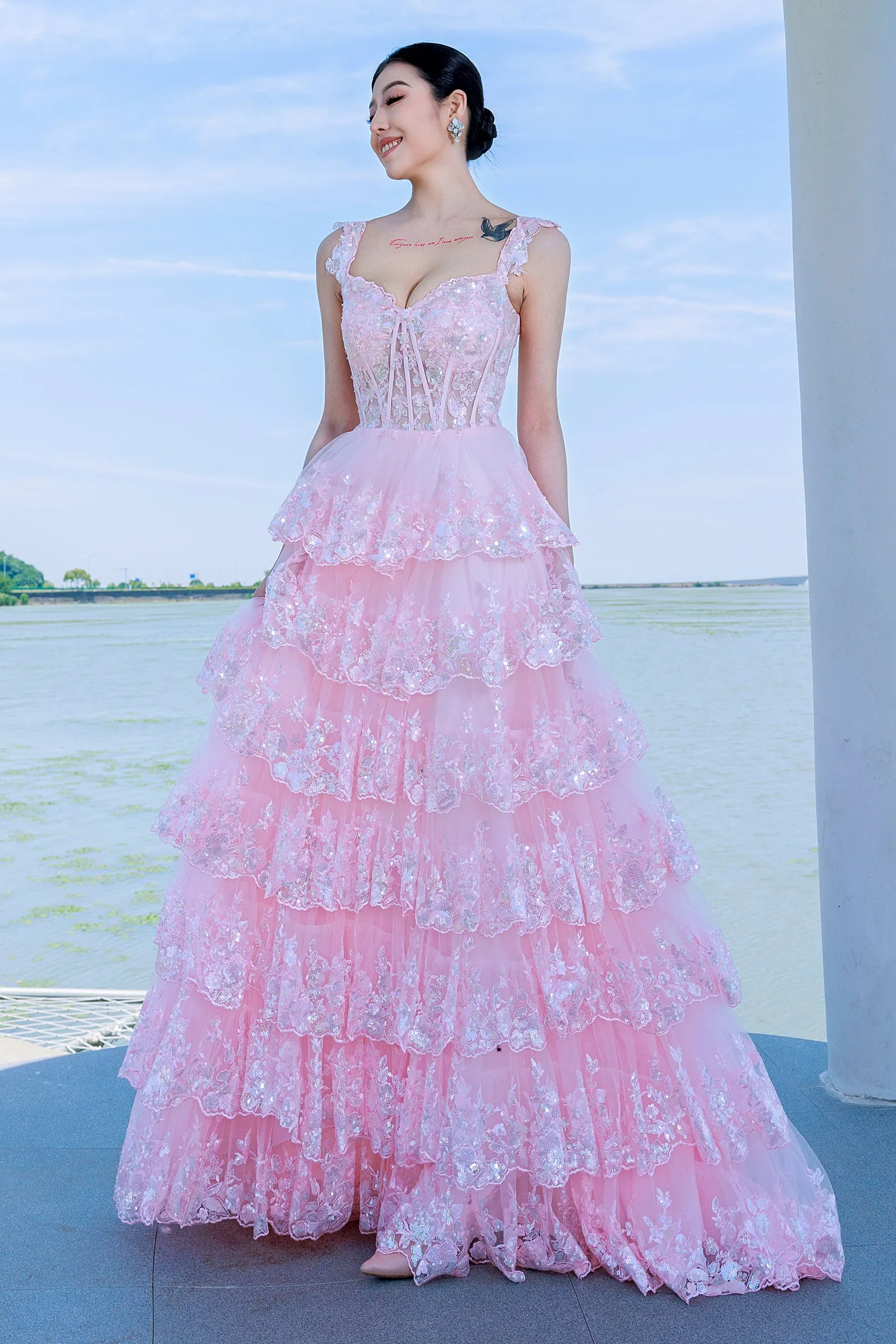Ball Gown Sweep-Brush Train Tulle Prom Dress CS0481 sold by Cocomelody product image thumbnail 2