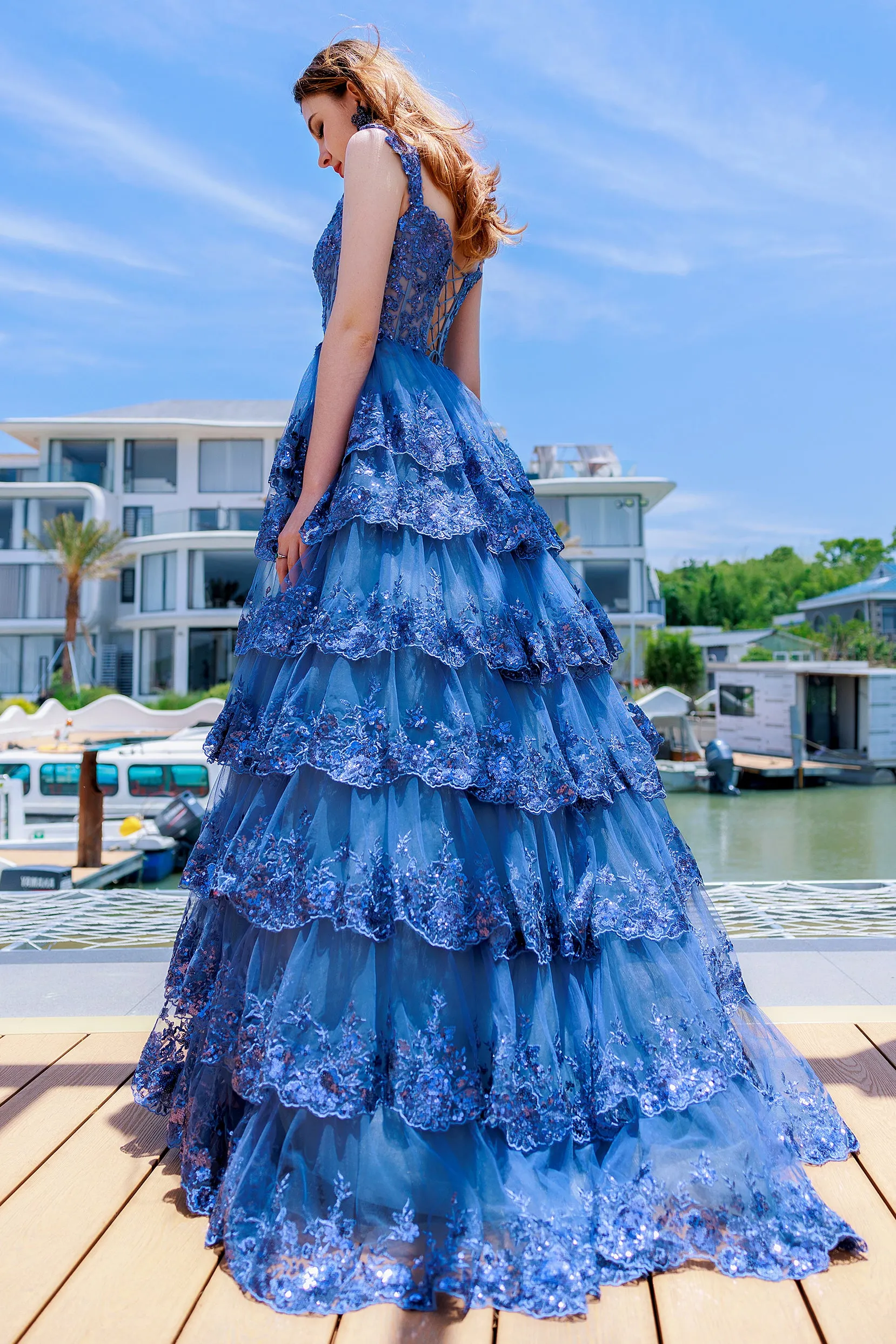 Ball Gown Sweep-Brush Train Tulle Prom Dress CS0481 sold by Cocomelody product image thumbnail 5