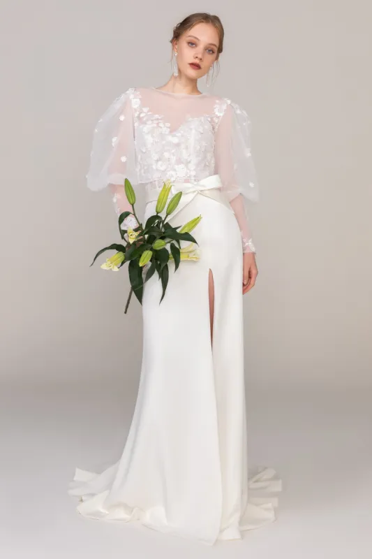 Trumpet Sweep-Brush Train Lace Elastic Cloth Wedding Dress CW2463 sold by Cocomelody