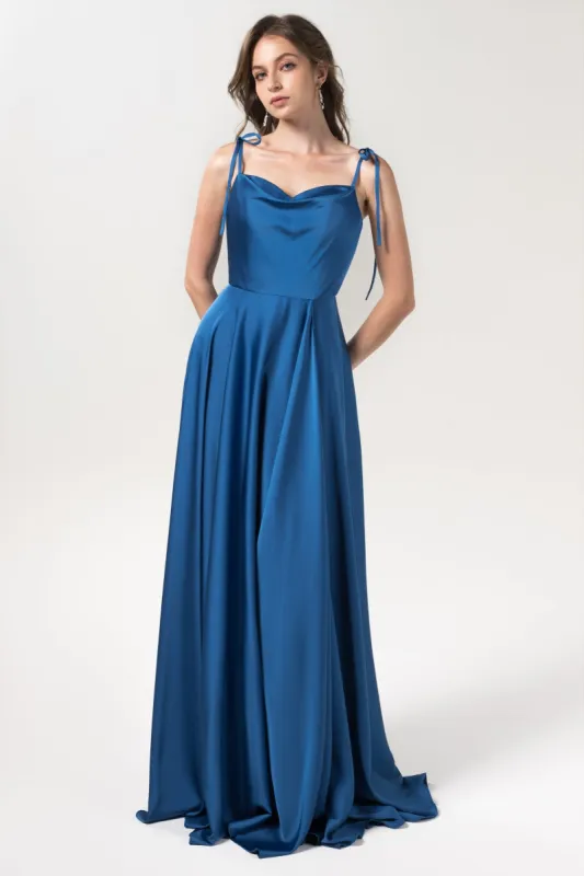 A-Line Sweep-Brush Train Luxe Satin Bridesmaid Dress Formal Dresses CB0620 sold by Cocomelody