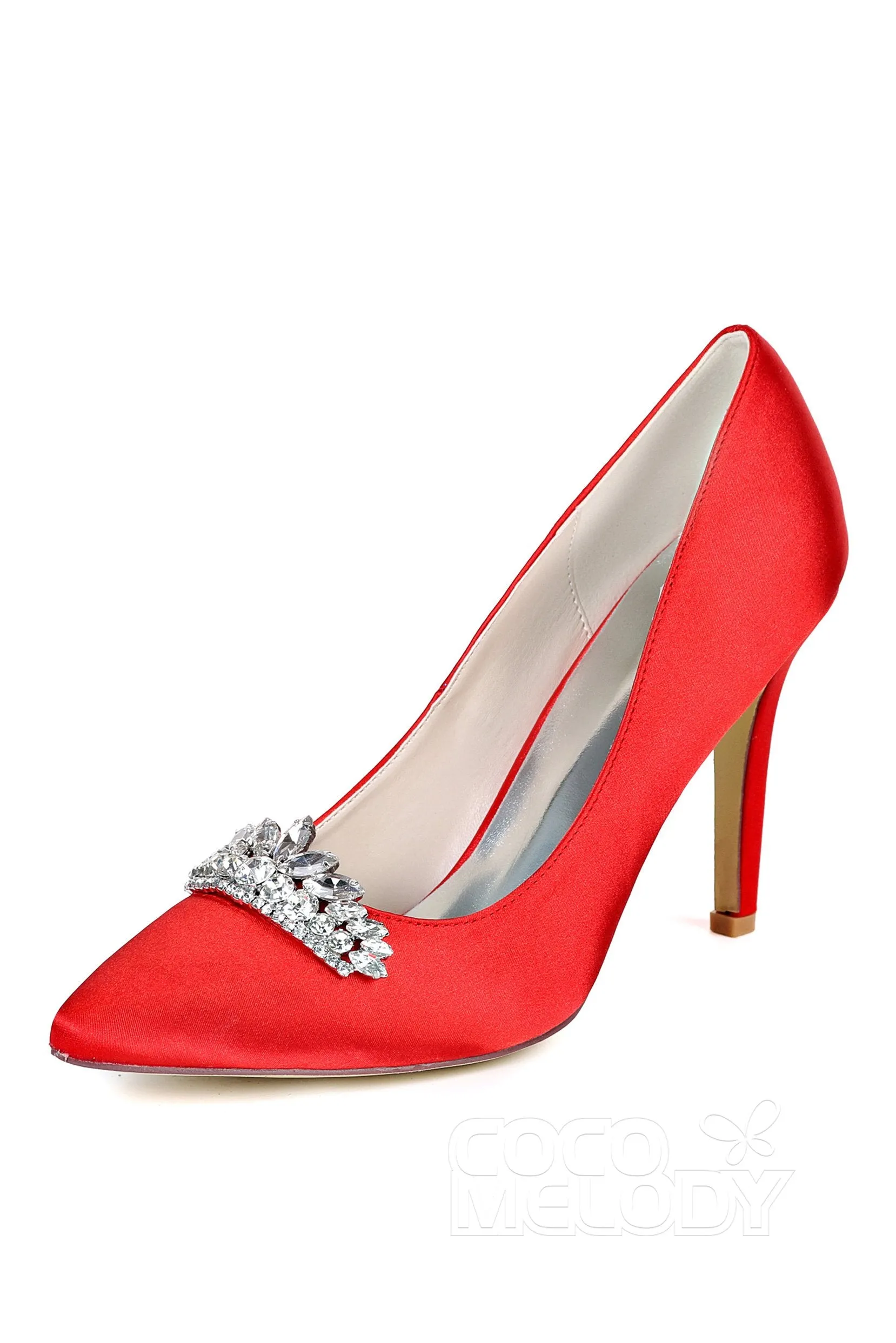 Stiletto Heel Silk-Like Heels Bridal Shoes CK0067 sold by Cocomelody product image thumbnail 4