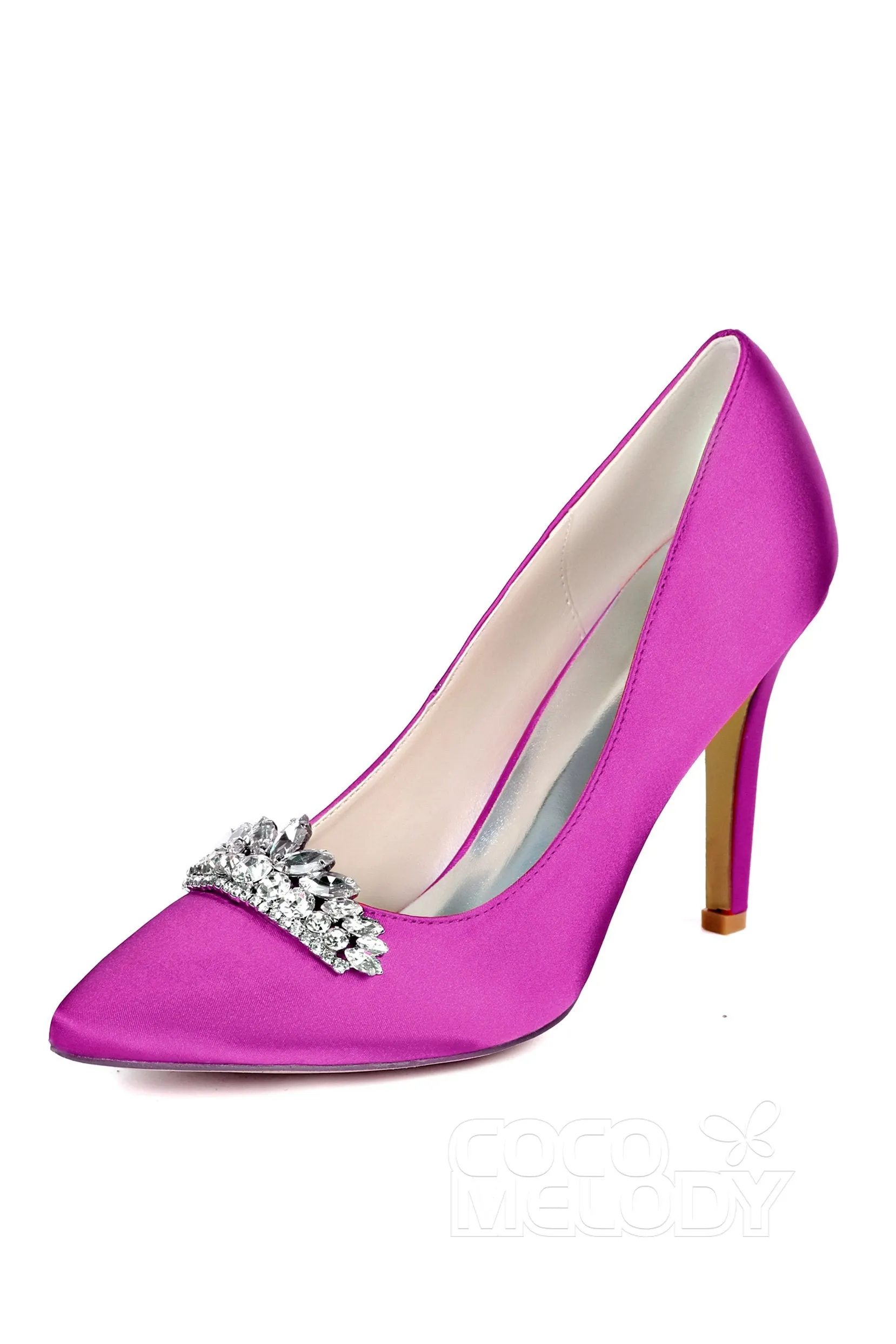 Stiletto Heel Silk-Like Heels Bridal Shoes CK0067 sold by Cocomelody product image thumbnail 5
