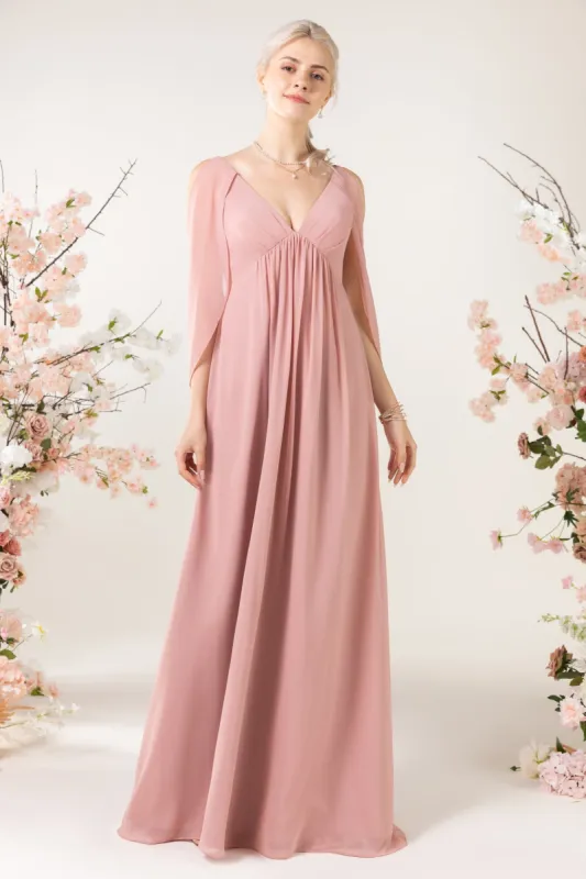 A-Line Sweep-Brush Train Chiffon Bridesmaid Dress CB0458 sold by Cocomelody