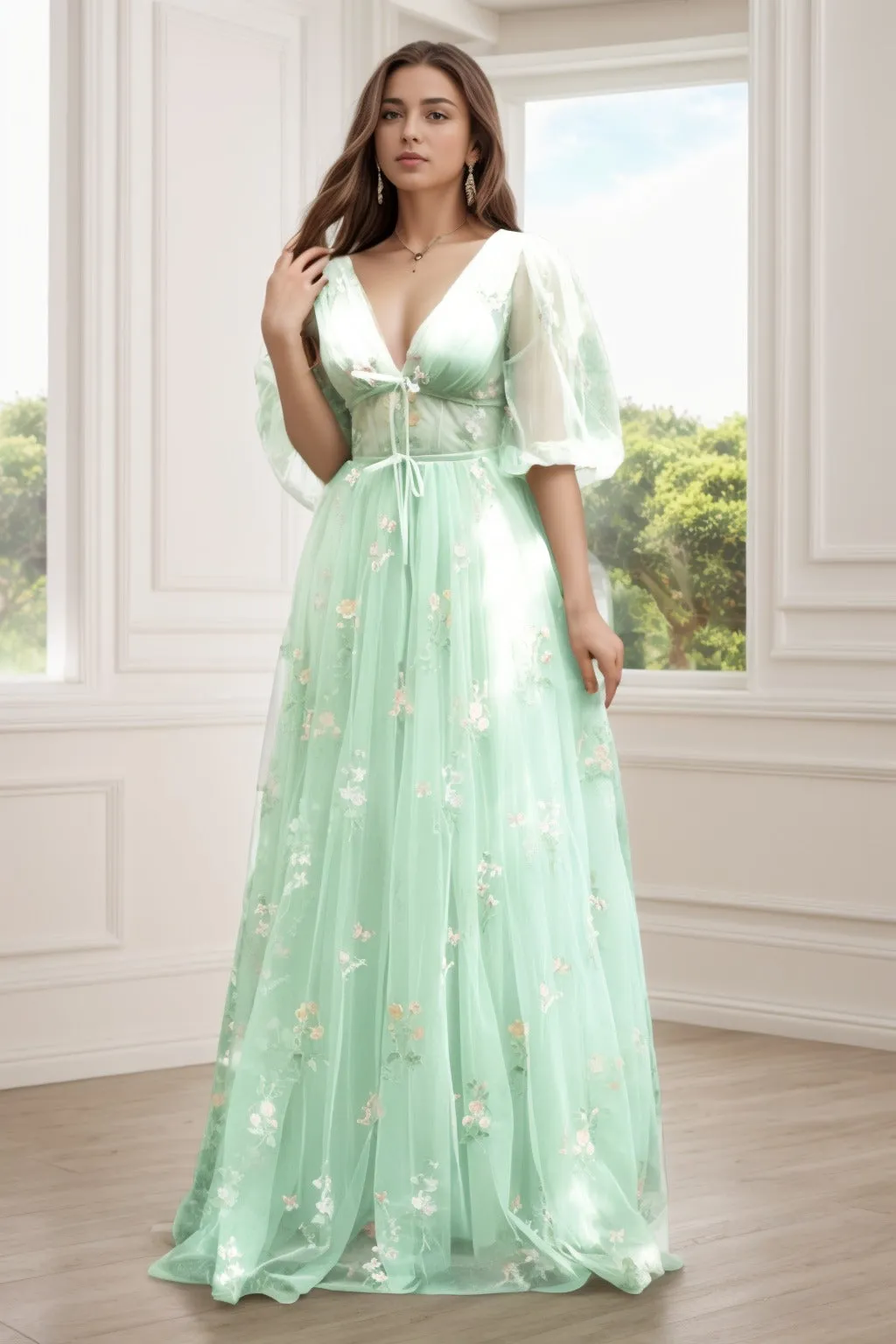A-Line Floor Length Print Prom Dress CS0444 sold by Cocomelody product image thumbnail 2