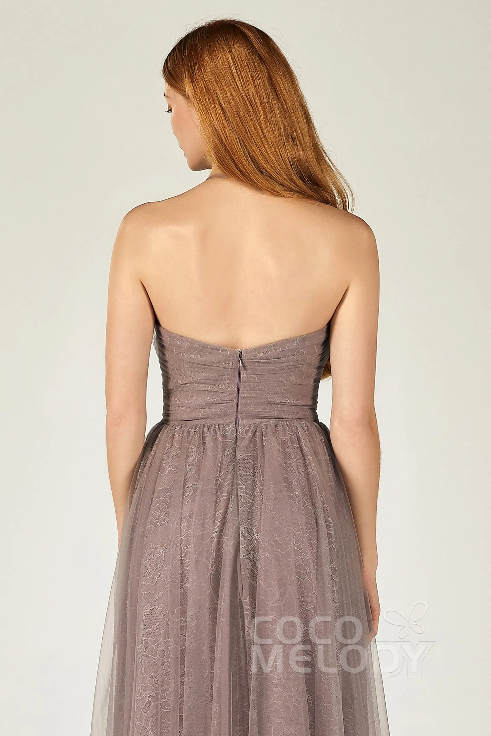 A-Line Floor Length Tulle Lace Bridesmaid Dress CB0377 sold by Cocomelody product image thumbnail 5