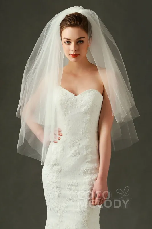 Two-tier Cut Edge Tulle Waist Veils AV160016 sold by Cocomelody