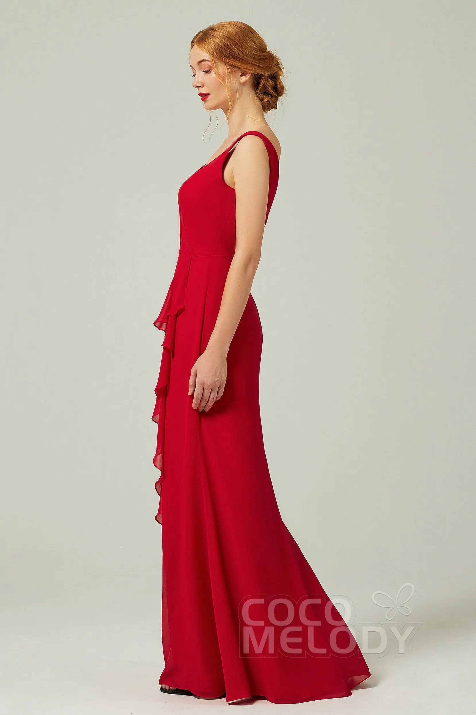 Sheath-Column Floor Length Chiffon Bridesmaid Dress Formal Dresses CB0344 sold by Cocomelody product image thumbnail 3