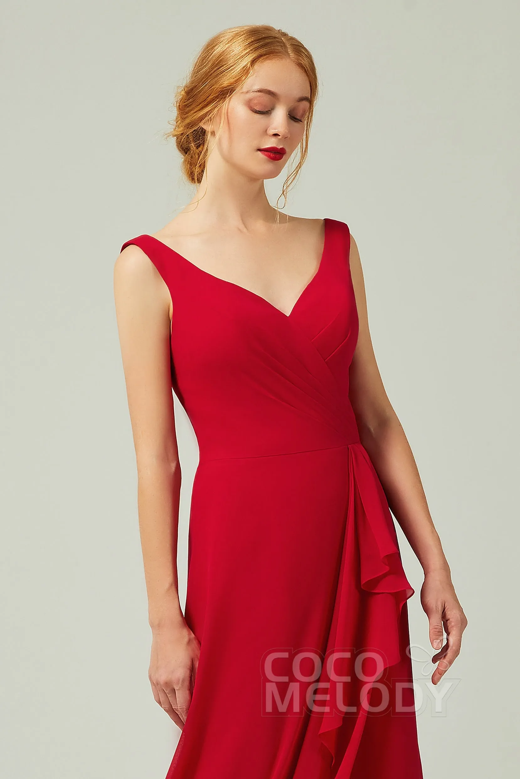 Sheath-Column Floor Length Chiffon Bridesmaid Dress Formal Dresses CB0344 sold by Cocomelody product image thumbnail 4