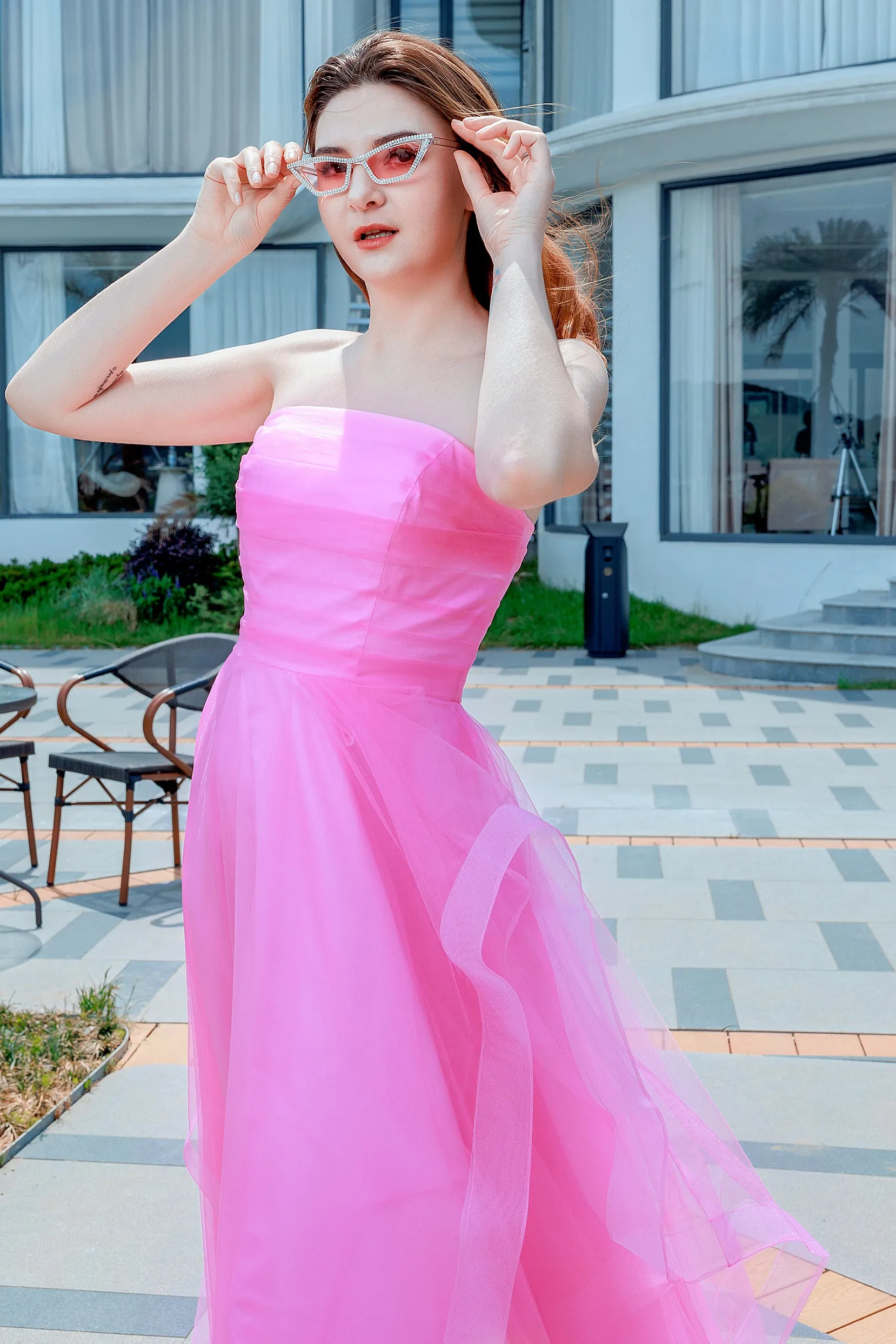 A-Line Floor Length Tulle Prom Dress CS0497 sold by Cocomelody product image thumbnail 3
