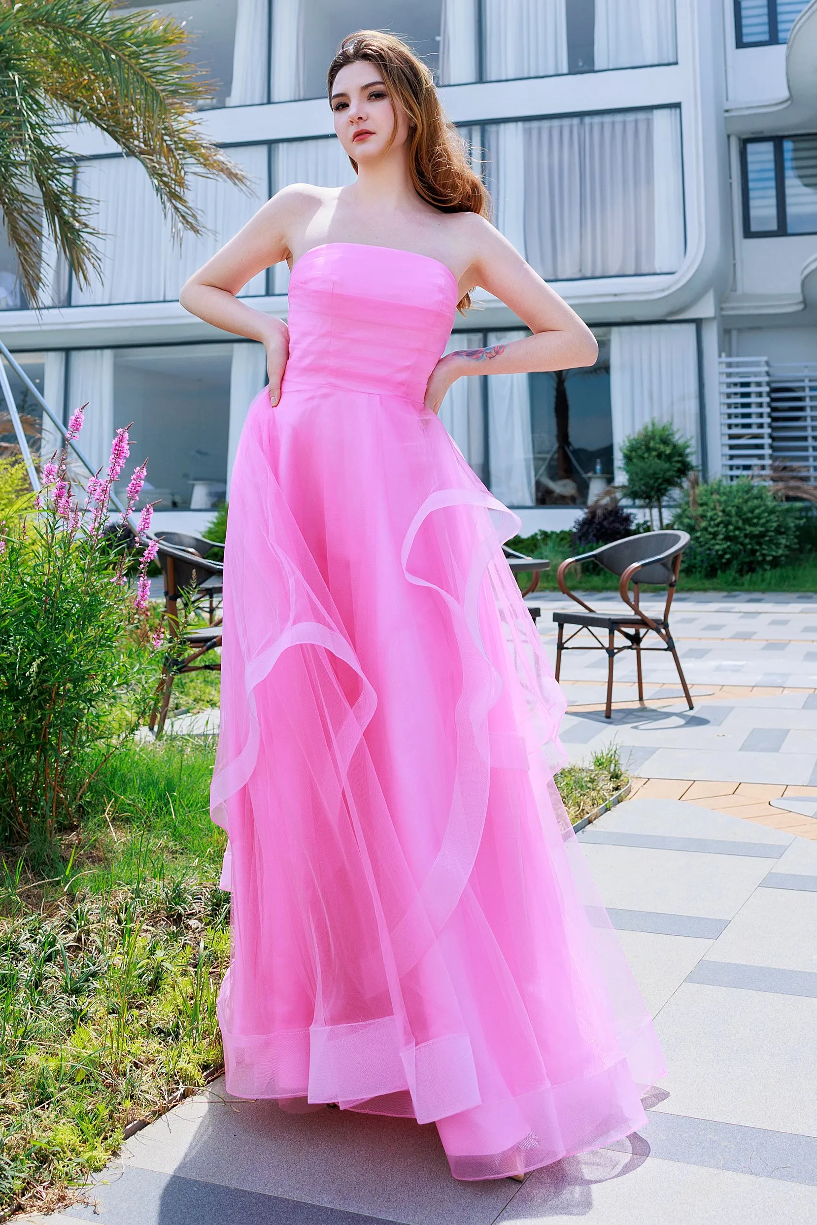 A-Line Floor Length Tulle Prom Dress CS0497 sold by Cocomelody