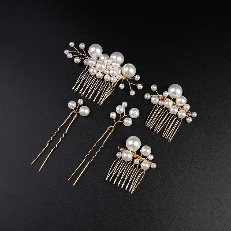 White Pearl Bridal Combs 5 PIeces 632498627705 sold by Cocomelody