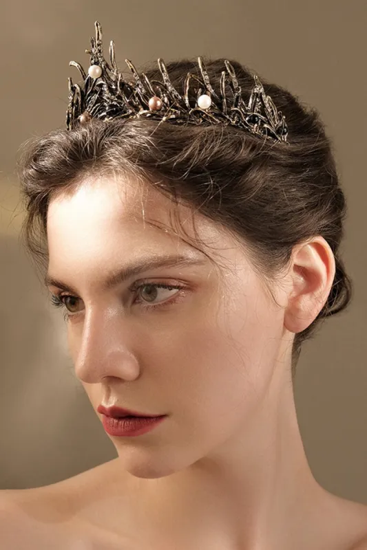 Alloy Tiaras with Imitation Pearl Rhinestone CH0392 sold by Cocomelody