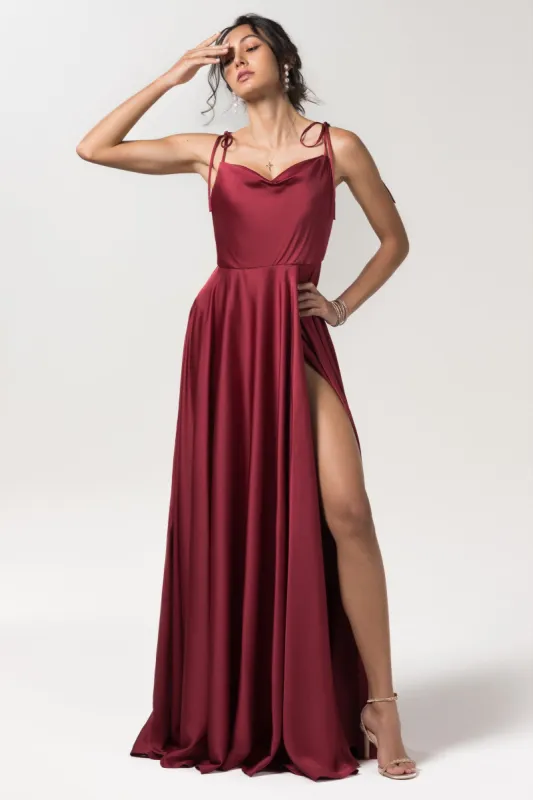 A-Line Sweep-Brush Train Luxe Satin Bridesmaid Dress Formal Dresses CB0619 sold by Cocomelody