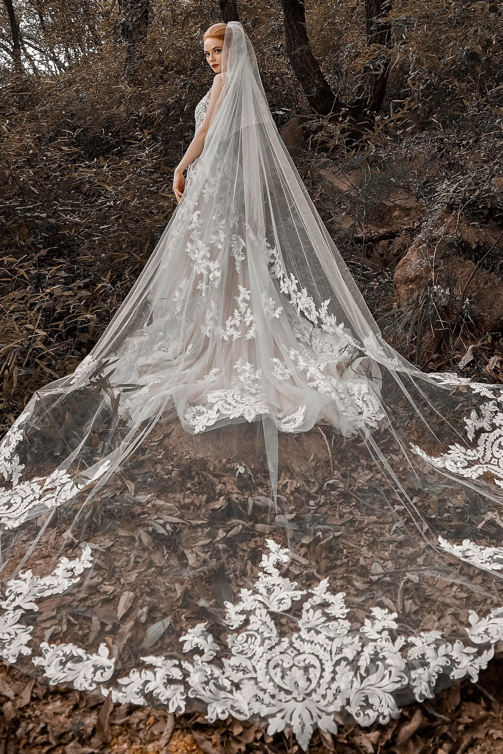 Two-tier Lace Edge Tulle Cathedral Veils Appliques CV0184 sold by Cocomelody product image thumbnail 2