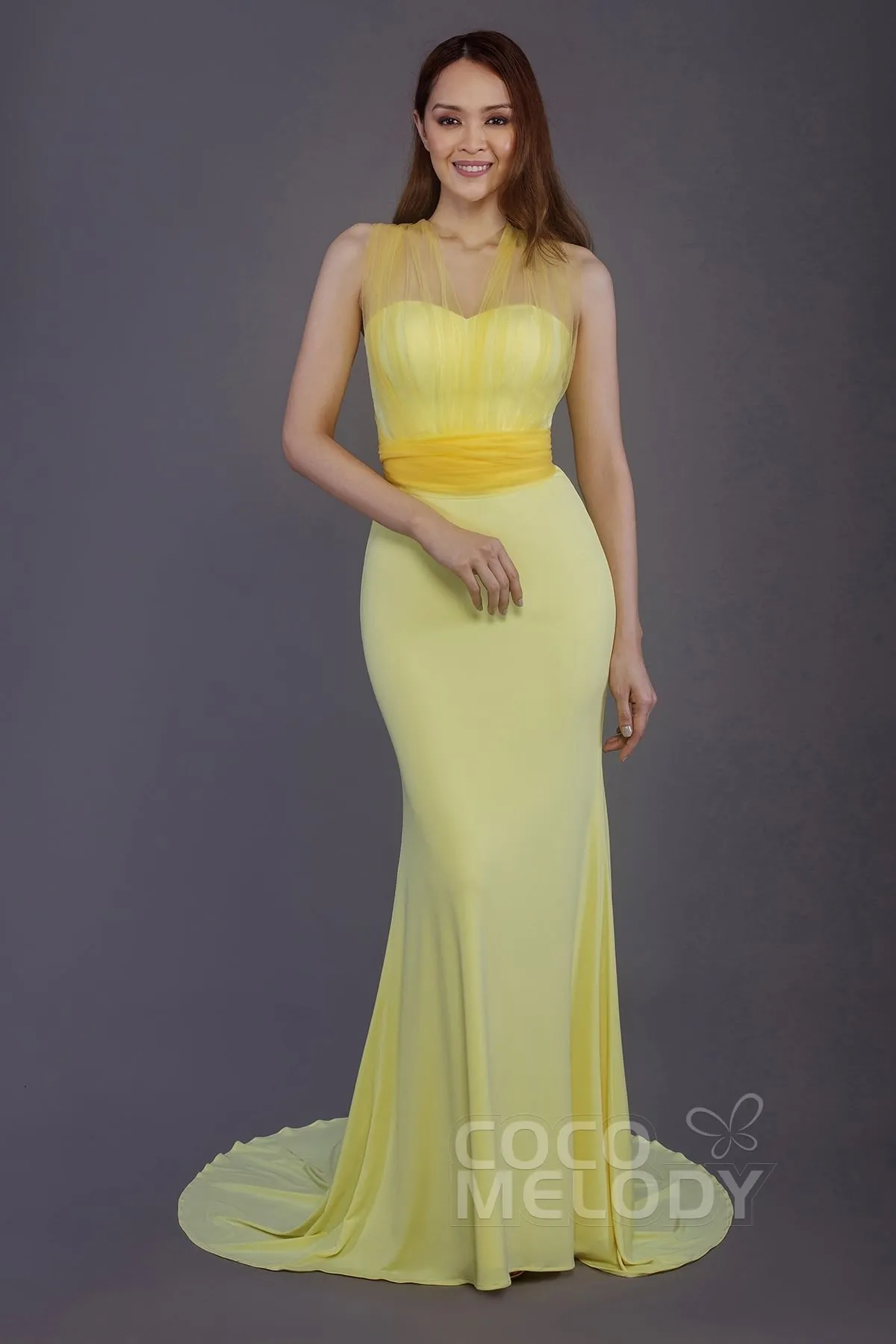 Mermaid Court Train Knitted Fabric Bridesmaid Dress PR3498 sold by Cocomelody