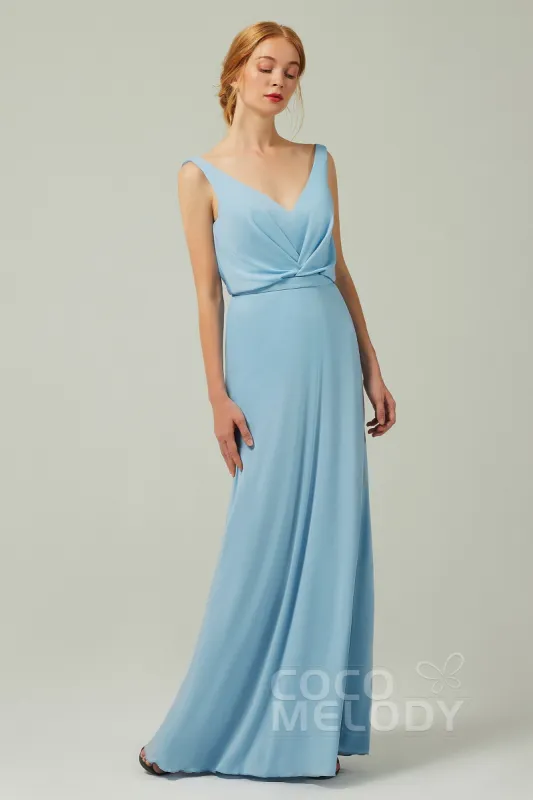 Sheath-Column Floor Length Chiffon Bridesmaid Dress Formal Dresses CB0358 sold by Cocomelody