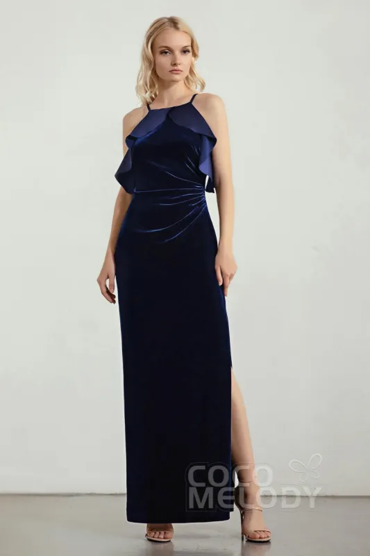 Sheath-Column Floor Length Velvet Bridesmaid Dress Formal Dresses CB0434 sold by Cocomelody