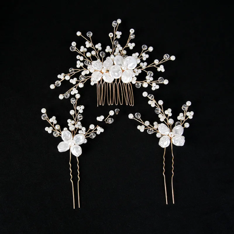 White Pearl Bride Combs 3  pieces 671252216580 sold by Cocomelody