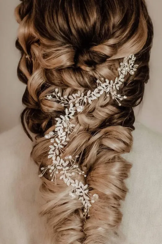 Alloy Headbands with Rhinestone Pearls CH0406 sold by Cocomelody