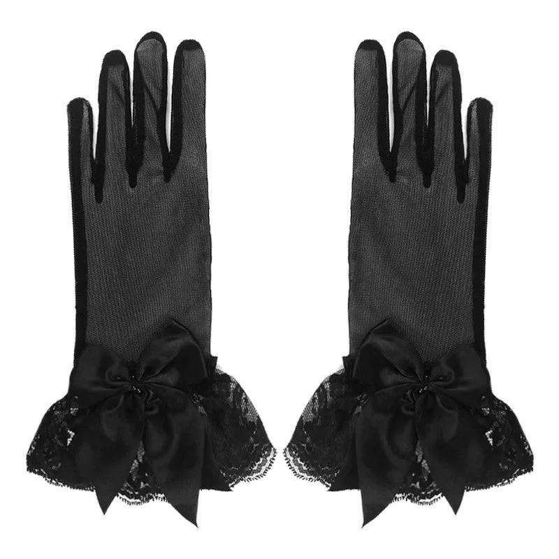 Mesh Gloves Hand-Decorated Lace Lace Bow Short Style Gloves 670423584870 sold by Cocomelody product image thumbnail 5