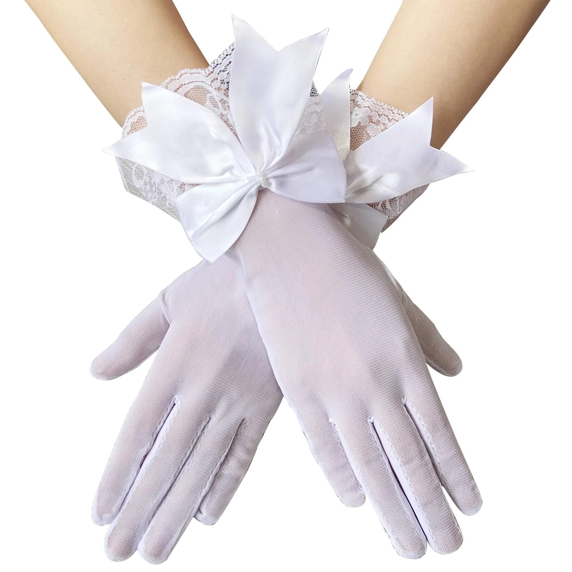 Mesh Gloves Hand-Decorated Lace Lace Bow Short Style Gloves 670423584870 sold by Cocomelody product image thumbnail 2
